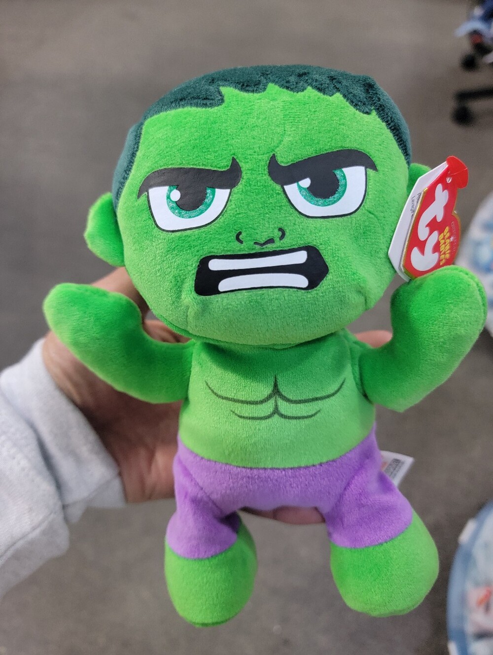 Marvel Green Hulk Plush with Purple Shorts - Ty Collectible